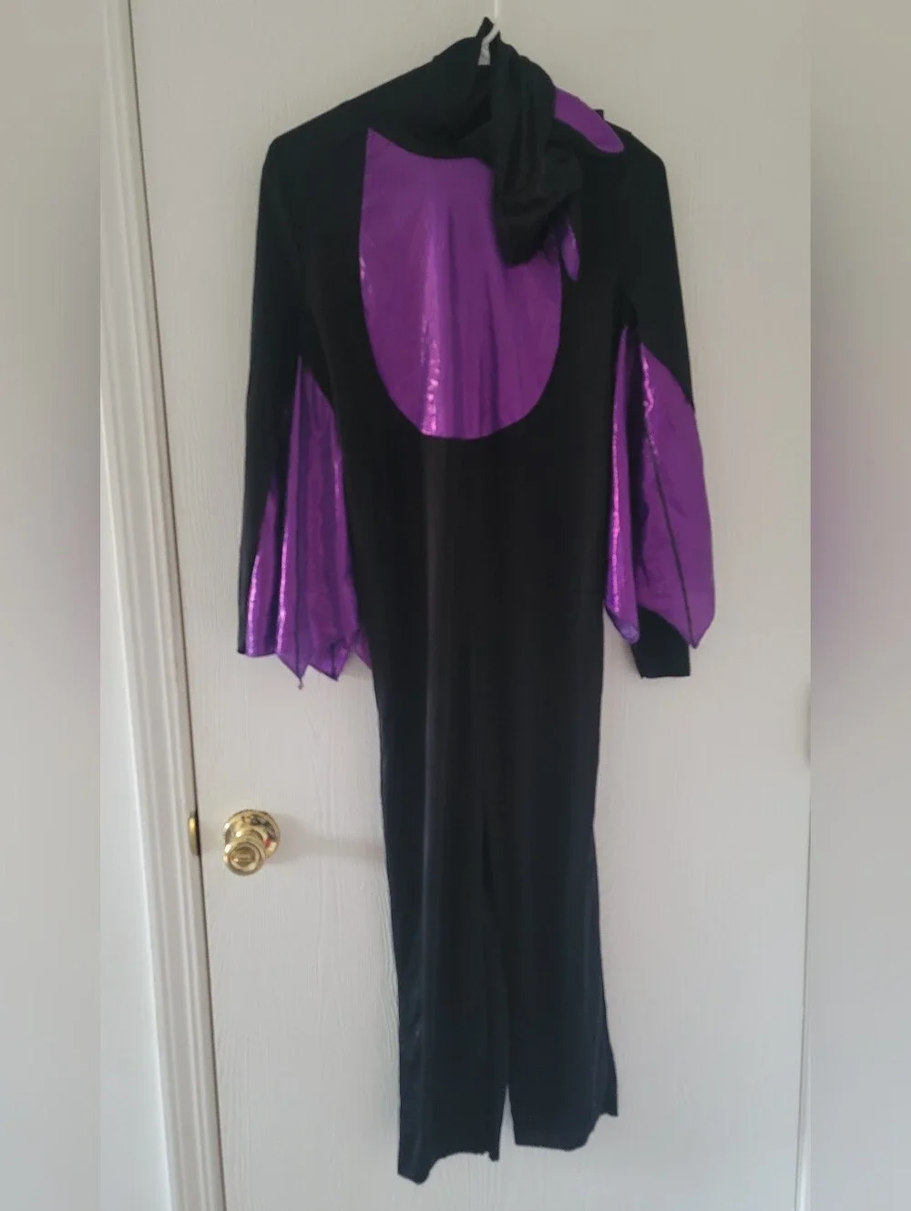 Midnight Bat Kids Halloween Costume Hooded Jumpsuit with Wings 10-12 Large L New